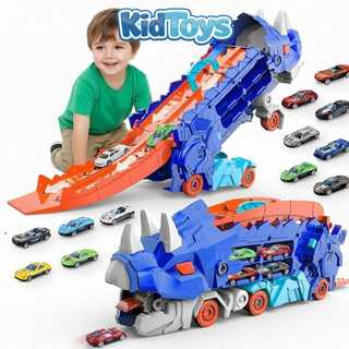 Đồ chơi xe khủng long nuốt ô tô KidToys – biến hình cầu trượt hấp dẫn cho bé