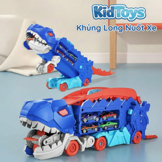 Đồ chơi xe khủng long nuốt ô tô KidToys – biến hình cầu trượt hấp dẫn cho bé