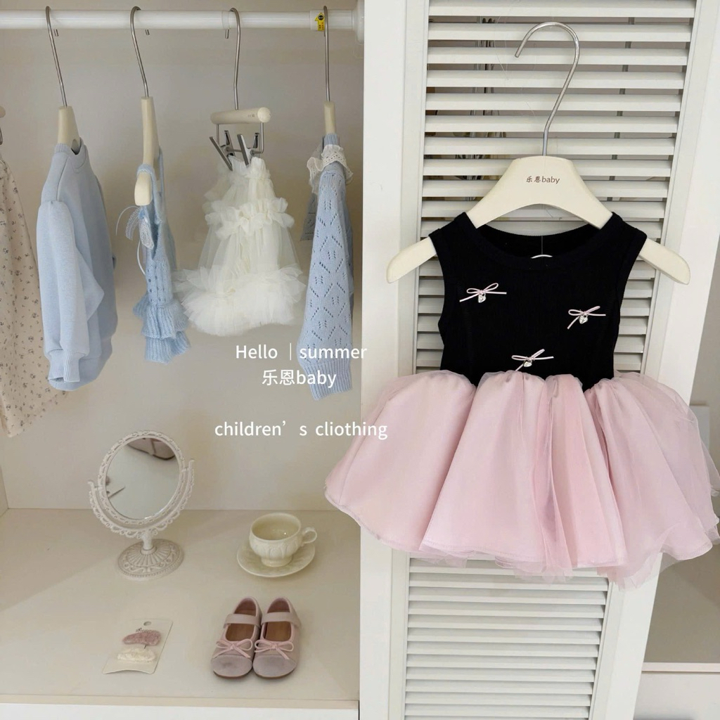 (Order) Váy sát nách nơ nhỏ dáng bồng xoè công chúa phù hợp mùa hè cho bé gái
