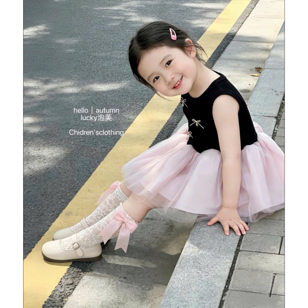 (Order) Váy sát nách nơ nhỏ dáng bồng xoè công chúa phù hợp mùa hè cho bé gái