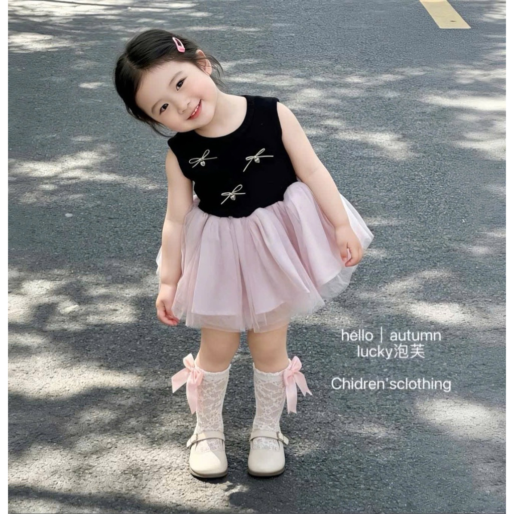 (Order) Váy sát nách nơ nhỏ dáng bồng xoè công chúa phù hợp mùa hè cho bé gái
