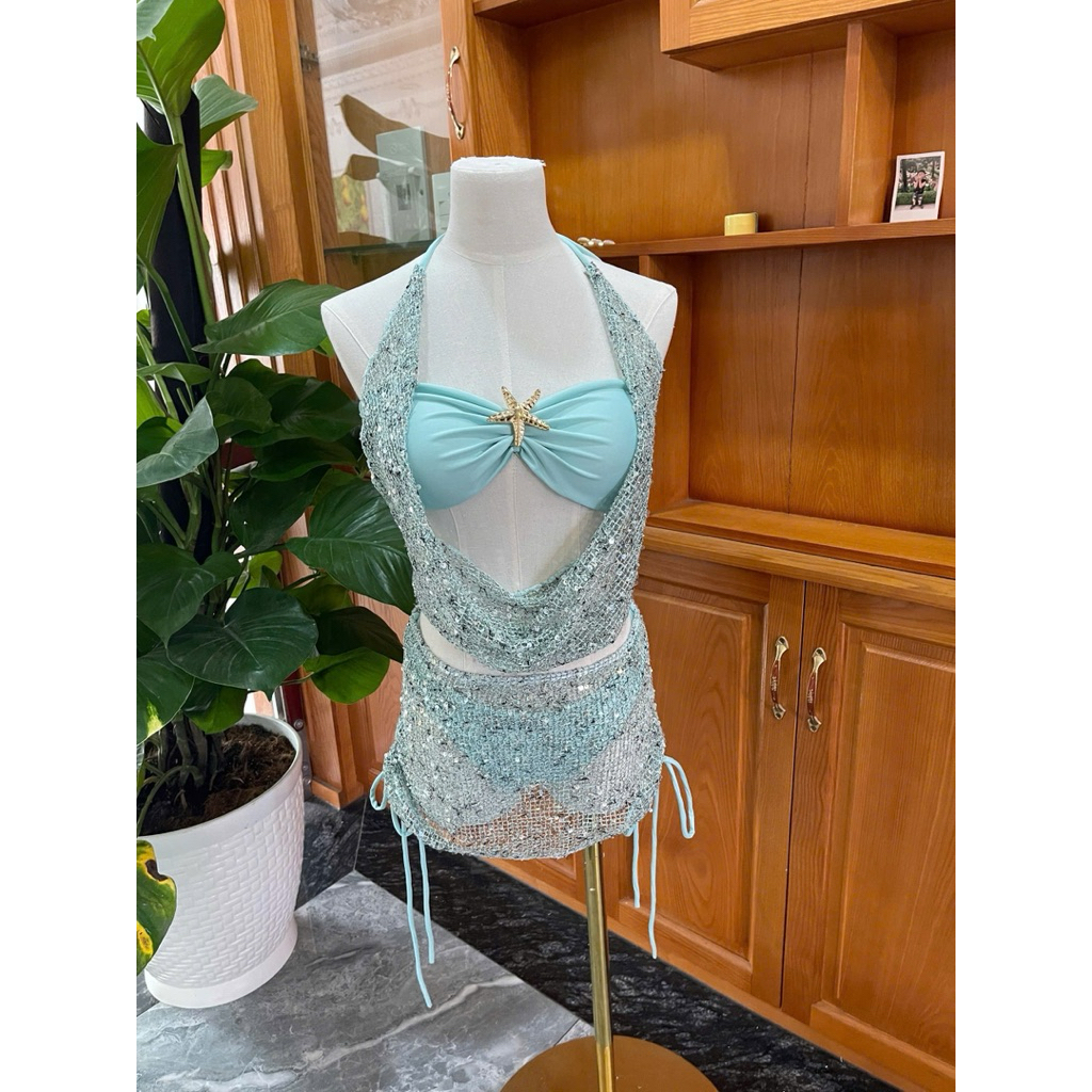 TINA-bikini set 4 mảnh sao biển thiết kế ,chân váy rút áo yếm quyến rũ nhưng kín đáo