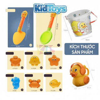 Bộ đồ chơi xúc cát vịt vàng xanh KidToys – đồ chơi đi biển an toàn cho bé