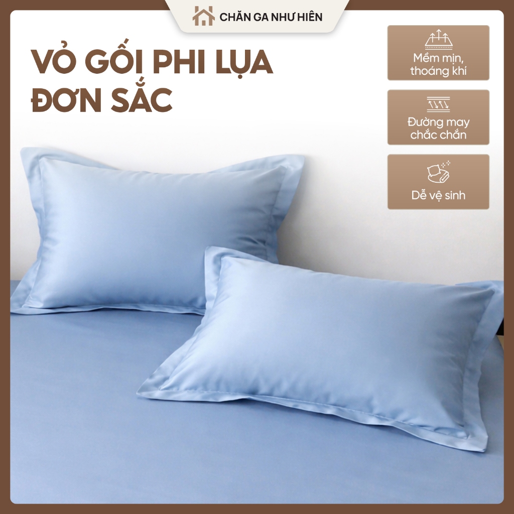 Vỏ Gối Phi Lụa Cao Cấp 45x65cm – Mát Mịn, Bóng Nhẹ, Không Bai Xù, Phong Cách Tối Giản Sang Trọng