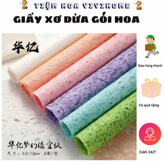 [ Xấp 5 Tờ] Giấy Xé Xơ Dừa 50*70cm Cao Cấp Dùng Gói Hoa Sáp, Hoa Tươi, Phụ Kiện Gói Hoa DIY