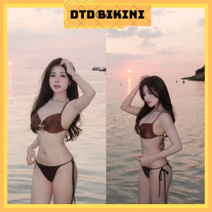 Set DTD bộ 3 màu dễ thương thời trang nữ đi chơi chất thun lạnh cổ dây không tay kèm khoen quần chíp có choàng dáng ngắn