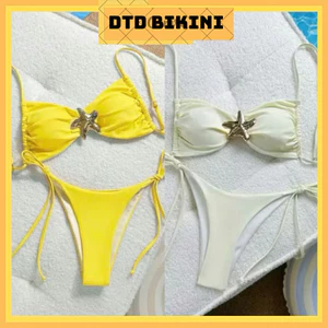 Bikini DTD Đi Biển Set 2 Mảnh Áo Có Mút Sẵn Phối Sao Biển Sịn Xò