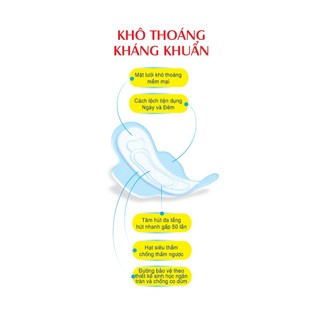 Băng vệ sinh ICOOL Băng Băng gói 7 miếng  ban ngày 24cm BVS có cánh không mát mặt lưới êm khô thoáng