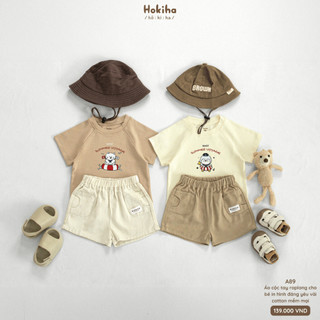 Áo phông raplang in hình đáng yêu mùa hè cho bé Hokiha vải cotton mềm mại, thoáng mát size 8-17kg A89