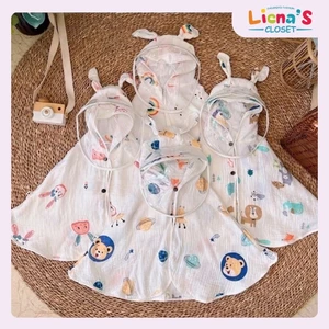 Áo Choàng 2 Lớp 2 Mặt Xô Hàn Muslin Cho Bé Kèm Tấm Chắn Giọt Bắn Tiện Lợi Mềm Mịn Liena'S Closet