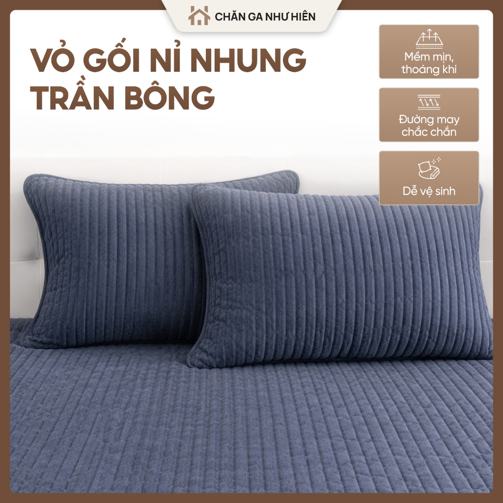 Vỏ Gối Nỉ Nhung Trần Bông 48x74cm – Êm Mịn, Giữ Ấm Tốt, Không Bai Xù, Dễ Giặt, Màu Trơn Thanh Lịch