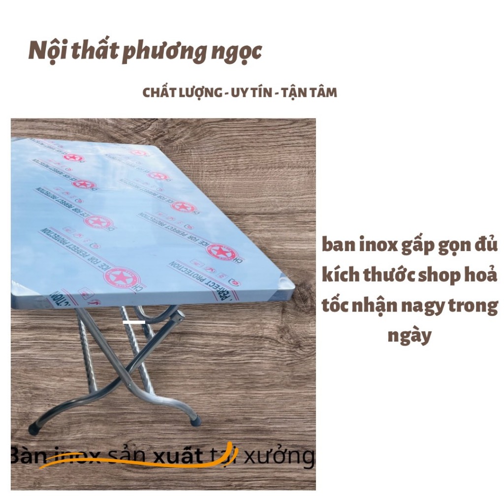 Bàn inox chân gấp gọn bền đẹp chắc chắn cho nhà hàng, quán ăn, tiệc cưới, gia đình ăn tiệc