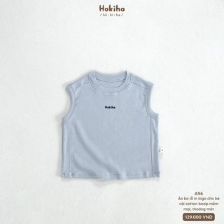 Áo ba lỗ mí viền in logo năng động cho bé trai, bé gái Hokiha vải cotton mềm mại, thoáng mát size 8-17kg A96