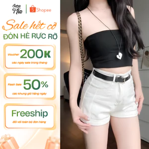 Quần Short Jean Nữ SARAMIA, Quần Đùi Nữ Lưng Cao Dáng Chữ A Màu Trắng Đen Xanh Siêu Tôn Dáng S13