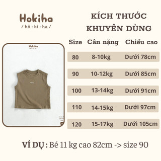 Áo ba lỗ mí viền in logo cho bé mùa hè năng động Hokiha vải cotton mềm mại, thoáng mát size 8-17kg A96