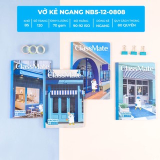 Vở ClassMate Vở Kẻ Ngang 120 Trang 70GSM Vở Viết Bìa Nhựa Hachico Chống Nước Vở Học Sinh Sinh Viên Ghi Chép