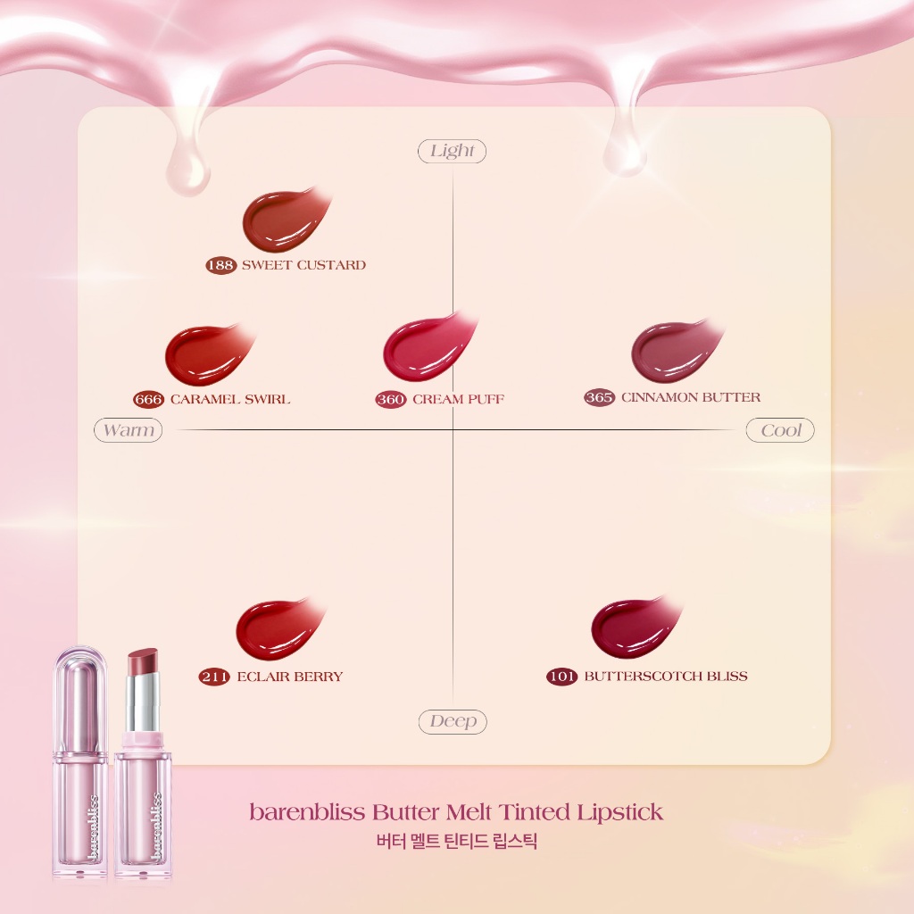 Son thỏi bóng Barenbliss Butter Melt Tinted Lipstick lâu trôi lâu trôi mềm mịn không lem 2.7g