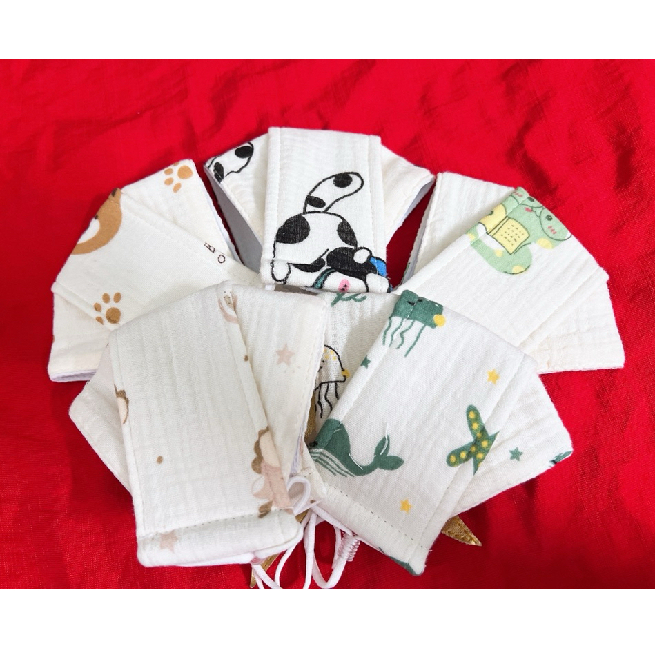 Combo Khẩu Trang Kháng Khuẩn Liena'S Closet Kèm Nút Điều Chỉnh Vải Xô Muslin An Toàn Cho Bé 0-12T