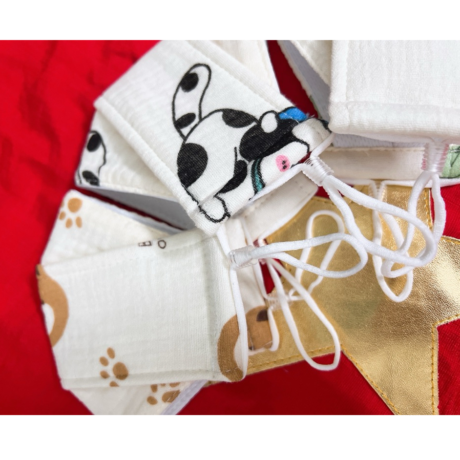 Combo Khẩu Trang Kháng Khuẩn Liena'S Closet Kèm Nút Điều Chỉnh Vải Xô Muslin An Toàn Cho Bé 0-12T