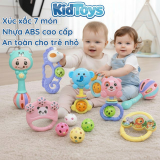 Bộ 7 món lục lạc xúc xắc KidToys – đồ chơi cầm tay phát triển khả năng nắm tay cho bé