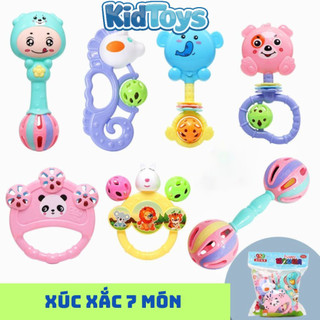 Bộ 7 món lục lạc xúc xắc KidToys – đồ chơi cầm tay phát triển khả năng nắm tay cho bé