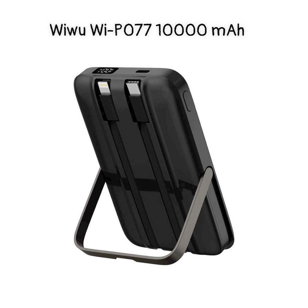 [Chính Hãng] Pin Sạc Dự Phòng 10000mAh WIWU Wi-P077 Từ Tính - Pin Thể Rắn Chống Cháy Nổ, Tích Hợp Cáp Đôi & Chân Đế