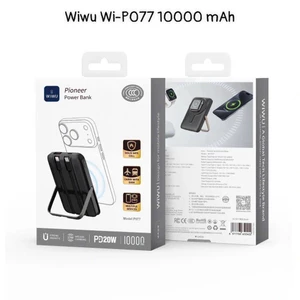 Pin Sạc Dự Phòng 10000mAh WIWU Wi-P077 Từ Tính - Pin Thể Rắn Chống Cháy Nổ, Tích Hợp Cáp Đôi & Chân Đế