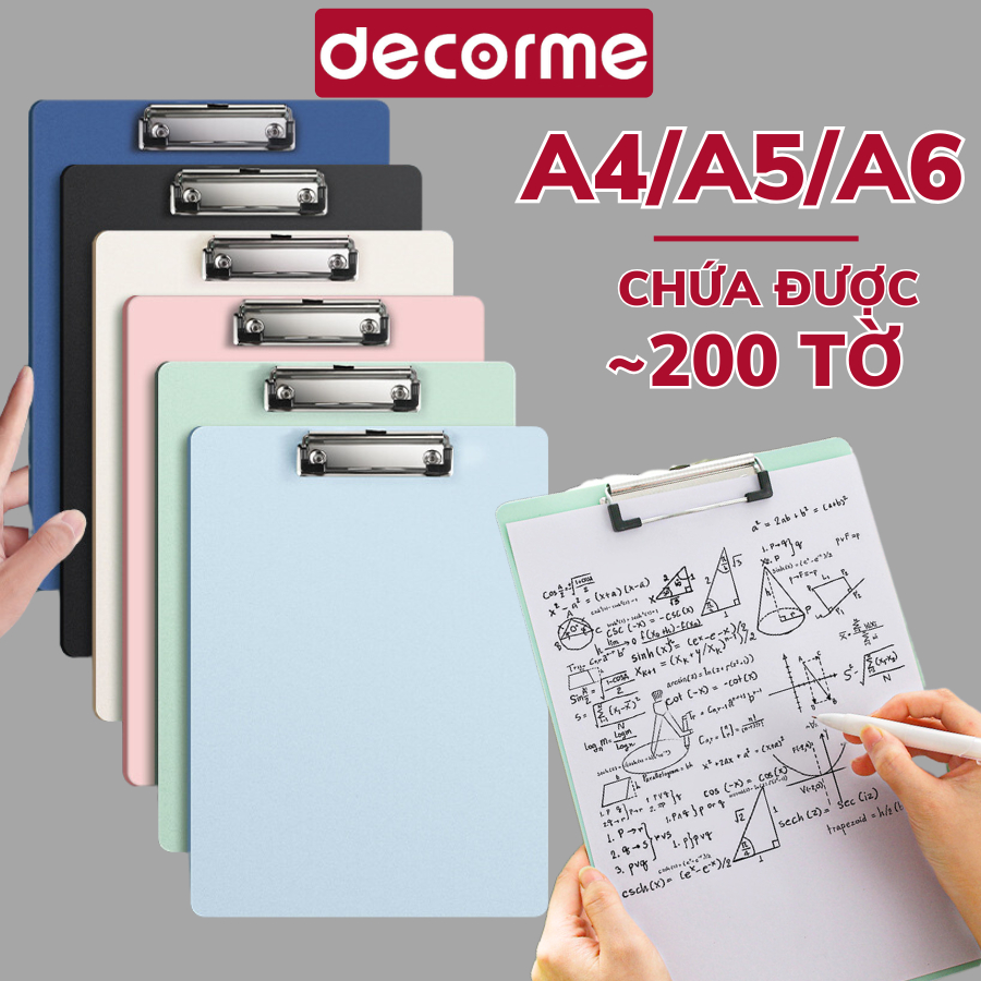 Kẹp tài liệu Decorme bìa kẹp giấy A4 A5 A6 nhiều màu bảng trình ký kẹp giấy, tài liệu phụ kiện văn phòng phẩm