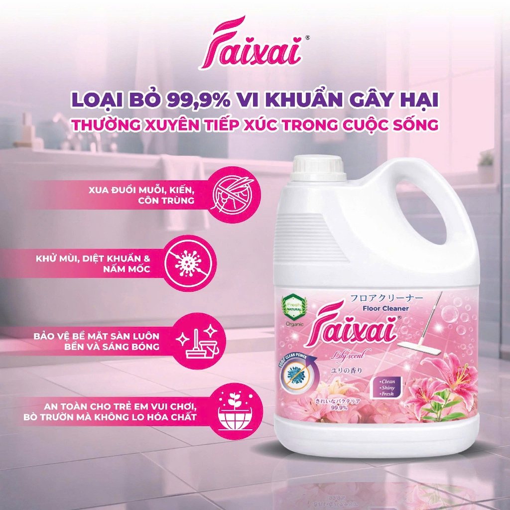 [ECG] NƯỚC LAU SÀN THIÊN NHIÊN CAO CẤP FAIXAI 1.6L