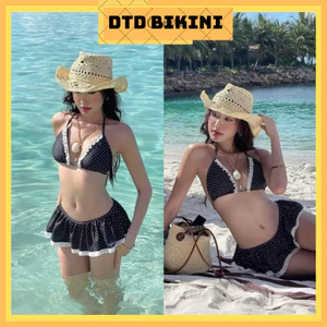 BIKINI DTD 2 Mảnh Caro Đỏ Thiết Kế Viền Ren l Venus BIKINI sẵn hàng| hỏa tốc |