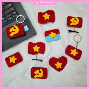 Lá Cờ Việt Nam len Handmade Làm Móc Khóa, Kẹp Tóc