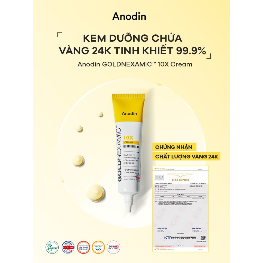 Kem dưỡng ANODIN dưỡng sáng, mờ thâm nám đa tầng Goldnexamic 10X Anodin 35ml - Skin Studio