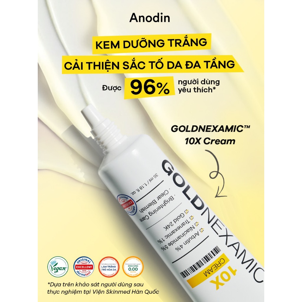 Kem dưỡng ANODIN dưỡng sáng, mờ thâm nám đa tầng Goldnexamic 10X Anodin 35ml - Skin Studio