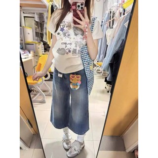 Áo Baby Tee Cổ Tròn Phối Họa Tiết Hình Cô Bé Hoạt Hình Ngôi Sao Trung Sành Điệu Chất Liệu Cotton Thoáng Mát Mềm Mịn
