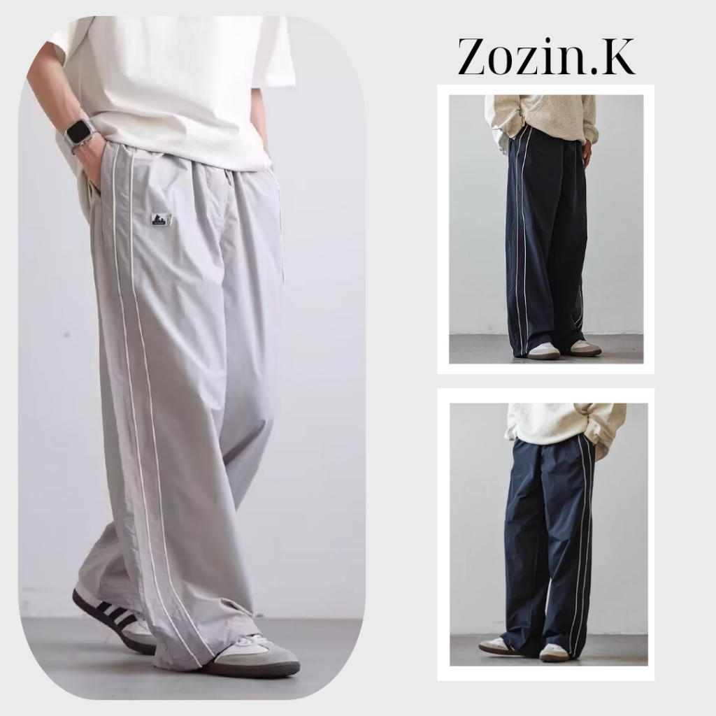 Quần Gió Nam Ống Rộng Zozin.K, Quần Thể Thao Nam Dài Chất Liệu Gió Có Dây Rút A12
