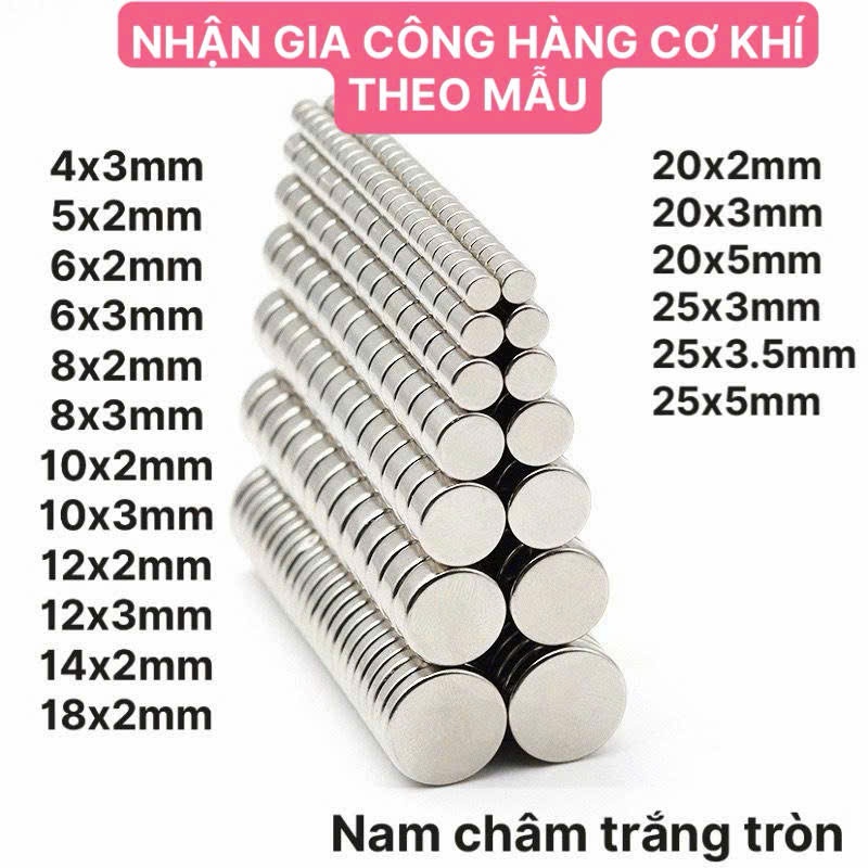 (Lực Từ N35 mạnh) Nam Châm Trắng Vĩnh Cửu, Nam Châm Tròn, Nam Châm Đất Hiếm (combo 10 viên – 5 viên)