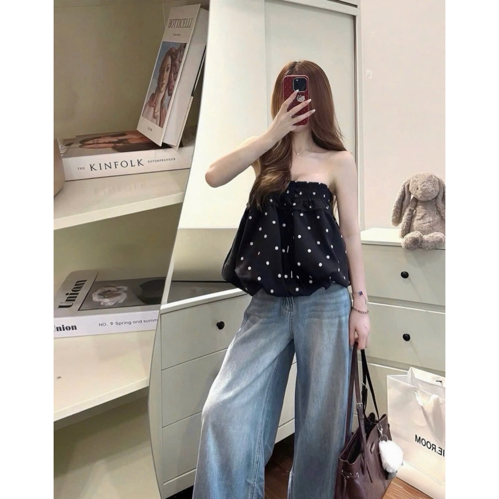 𝒄𝒂𝒎.𝒄𝒍𝒐𝒔𝒆𝒕•Áo Quây Chấm Bi