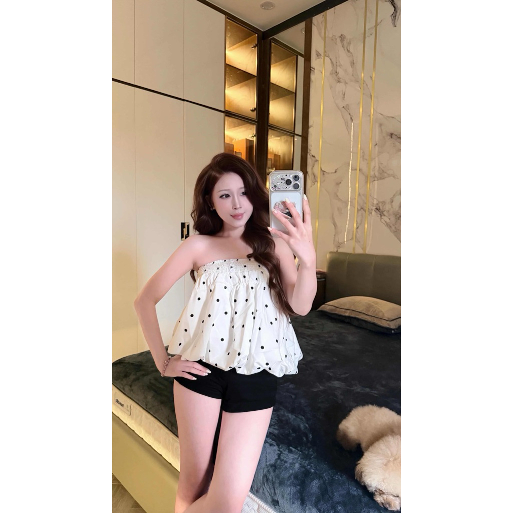 𝒄𝒂𝒎.𝒄𝒍𝒐𝒔𝒆𝒕•Áo Quây Chấm Bi