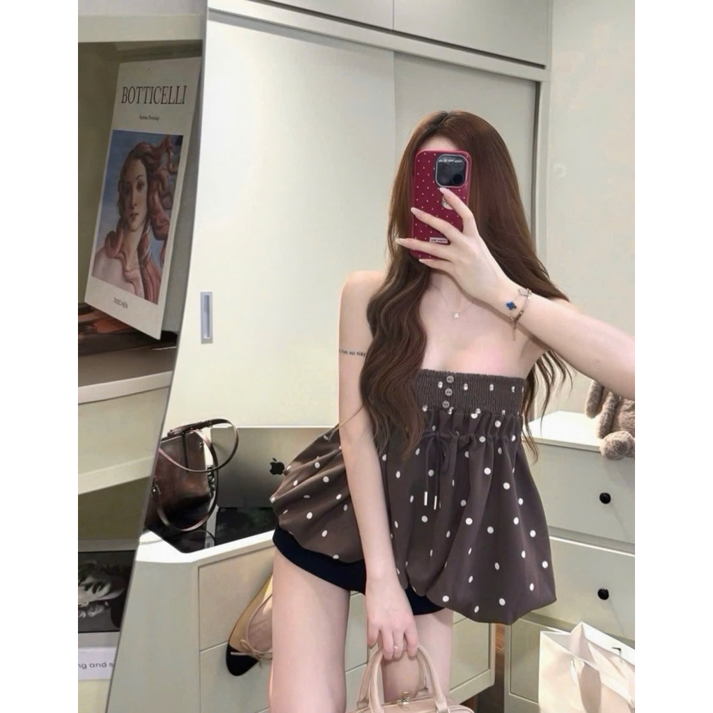 𝒄𝒂𝒎.𝒄𝒍𝒐𝒔𝒆𝒕•Áo Quây Chấm Bi