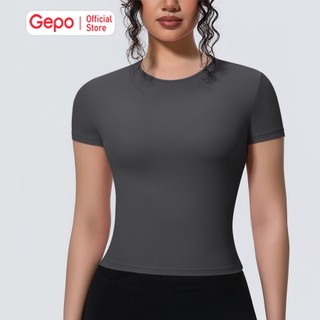 GEPO Áo Thun Thể Thao Tập Gym Yoga Zumba Chất LuLu Thun Lạnh Ôm Body Siết Eo Tôn Dáng GP236