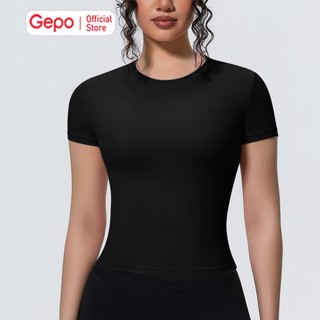 GEPO Áo Thun Thể Thao Tập Gym Yoga Zumba Chất LuLu Thun Lạnh Ôm Body Siết Eo Tôn Dáng GP236