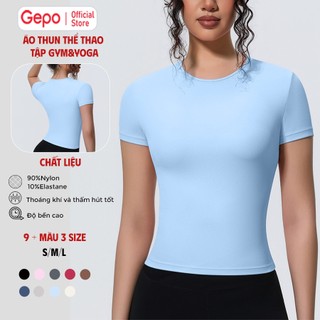 GEPO Áo Thun Thể Thao Tập Gym Yoga Zumba Chất LuLu Thun Lạnh Ôm Body Siết Eo Tôn Dáng GP236