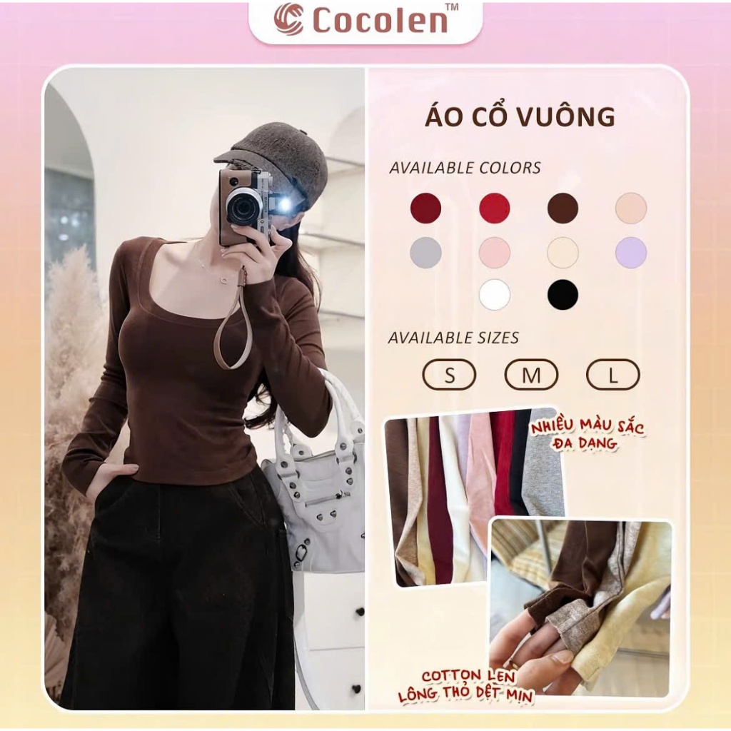 Áo Cổ Vuông Cotton Len Lông Thỏ Hàn Dệt Mịn Cao Cấp - Form Ôm Tôn Dáng - Dễ Phối Đồ A057