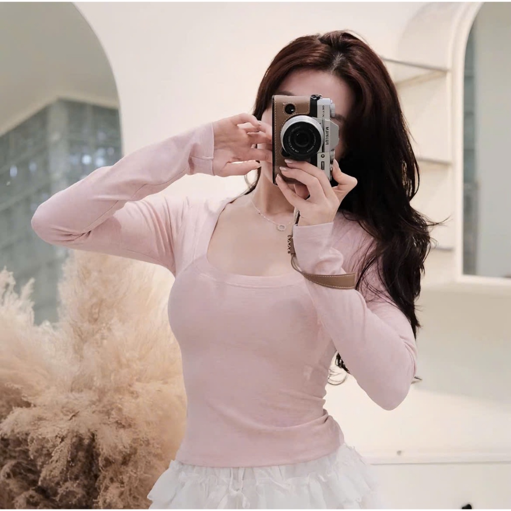 Áo Cổ Vuông Cotton Len Lông Thỏ Hàn Dệt Mịn Cao Cấp - Form Ôm Tôn Dáng - Dễ Phối Đồ A057