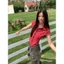 Áo Sơ Mi Nữ Tay Cộc Kẻ Caro Đỏ Vintage, Áo Sơ Mi Babytee Tôn Dáng Retro Y2K | Khao Boutique