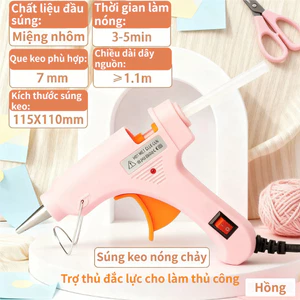 Súng keo nóng 20W gia dụng, dùng que keo 7mm, an toàn chống bỏng, chuyên dùng cho DIY thủ công & sửa chữa nhà cửa