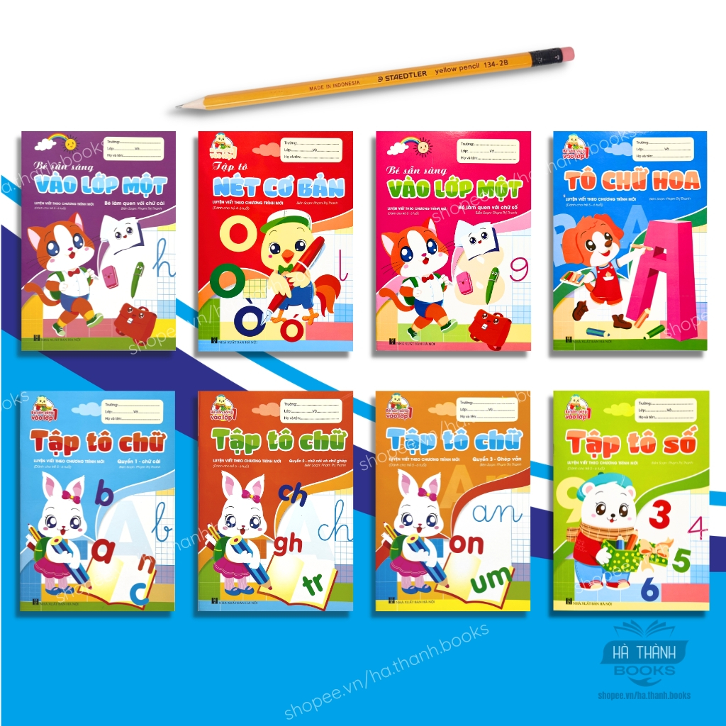 Bộ 8 Cuốn Tập Tô Chữ, Tô Số Cho Bé 5 - 6 Tuổi Luyện Viết Theo Chương Trình Mới Chuẩn Bị Vào Lớp 1