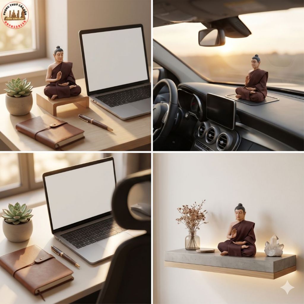 Quà Tặng Trang Trí Kệ Sách Cao Cấp Tượng Decor Nghệ Thuật Thái Lan Cao 19cm