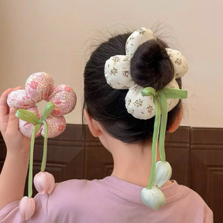 Cột tóc hình bông hoa, scrunchies hoa đuôi Tulip cho bé