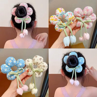Cột tóc hình bông hoa, scrunchies hoa đuôi Tulip cho bé